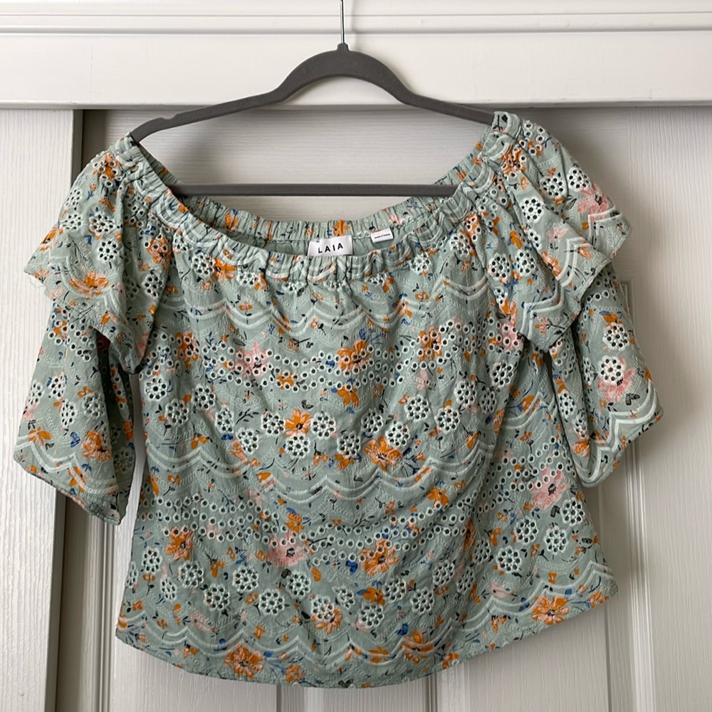 Cropped eyelit cotton top size M